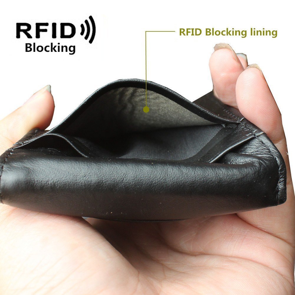 RFID Blocking Wallet Money Clip en Cuir pour Hommes, Jingleer Slim Black Bifold Carte de crédit Porte-Monnaie avec fenêtre Transparente pour ID Photo, permis de Conduire