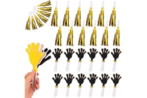 Motionchic 24 Pack Hand Clappers Noisemakers, Include 12 Large 7" Hand Clappers, 12 Party Horns and Blowers Noisemaker Toys for Xmas 2024 New Year's Eve Party Supplies (Gold and Black)