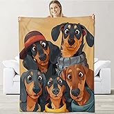 cromcu Playful Dachshund Dog Blanket for Kids Girls Boys Pet Lovers,Flannel Blankets Gifts,Funny Cartoon Puppy Throws for Sofa Bedroom Living Room Soft Warm Cozy Home Decor 60"x 50"