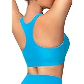 MIVEI Women's Sports Bra Swim Tops for Under Shirt Bikini Top Bathing Suit Modest High Neck Quick Dry Removable Padded UPF50+