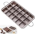 Kundalini Brownie Pan with Dividers Non-stick Rectangular Baking Pan with Built-in Slicer,it Can Make Brownie Bite,Cake,Fudges and Chocolate 12.4"x8"x2"(Champagne Gold)