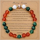 Ayriwoyi Strong Healing Crystal Bracelet 8MM Genuine Stone Bracelet Lucky Beaded Bracelet Chakra Bracelet 6.5 inch Positive Energy Inspirational Gifts for Women Mom