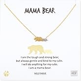 MUSTHAVE Mama Bear 18K Gold Plated Necklace With Message Card, Two Tone Yellow and White Color, Anchor Chain, Best Gift Necklace, Size 16 inch + 2 inch Extender, Gift Card