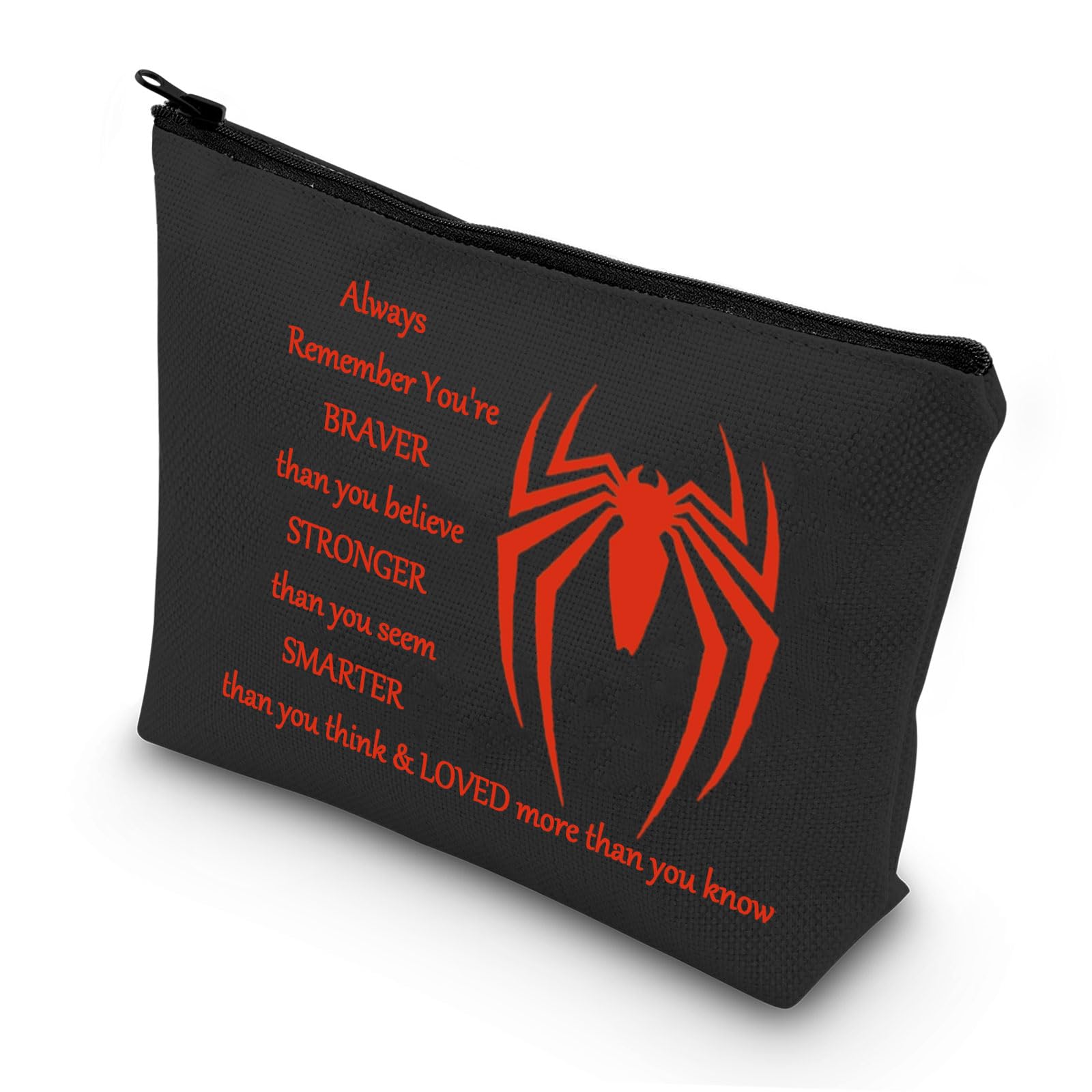 LEVLO Spider Movie Cosmetic Make Up Bag Movie Fans Inspired Gift You Are Braver Stronger Smarter Than You Think Spider Makeup Zipper Pouch Bag For Women Girls, Spider B Bag, 0