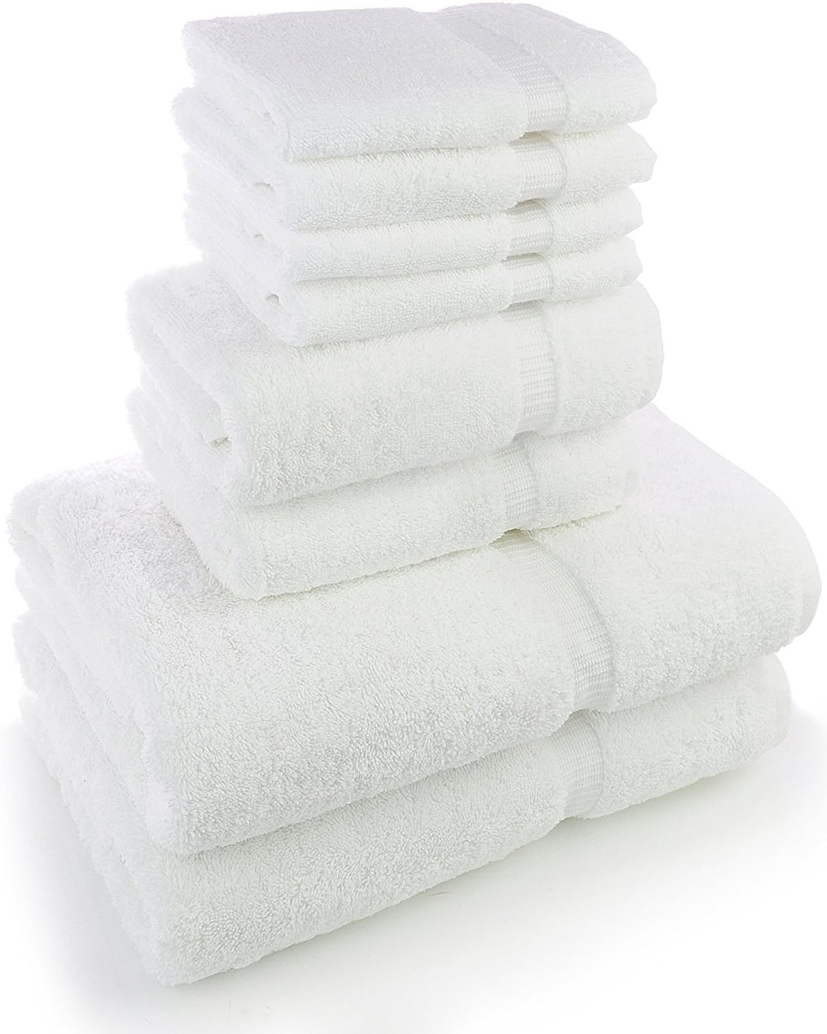 TURKUOISE TURKISH TOWEL 8 Piece Turkish Luxury Turkish Cotton Towel Set - Eco Friendly, 2 Bath Towels, 2 Hand Towels, 4 Wash Clothes (White): Home & Kitchen