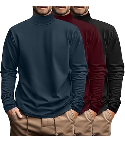 Maks Men's 100% Cotton Turtleneck Pullover Sweater Interlock Knit