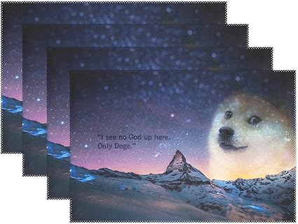 I See No God Up Here Only Doge Non Slip Placemats For Dining Table Kitchen Indoor Outdoor Hotel Table Placemats Heat Resistant Washable Stain Resistant Table Mats Place Mats Set Of 1 Amazon Co Uk Kitchen
