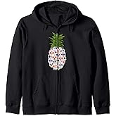 Halloween Pineapple Costume Floral Halloween Sugar Skull Zip Hoodie