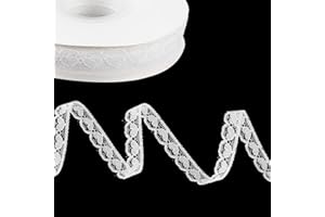 letsinstyle 50 Yards White Lace Ribbon, 0.55 Inch Heart Crochet Wave Assorted Ribbon Trim, Vintage Scalloped Embroidery Edge 