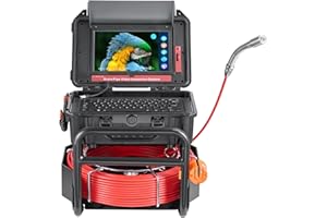 VEVOR Sewer Camera, 165 ft/50m, Self-Leveling Drain Camera with 10.1" Touchscreen, 512Hz Transmitter & Distance Counter, IP67 Snake Plumbing Tools with Lights-12 LED, 32GB Card for Duct Pipe