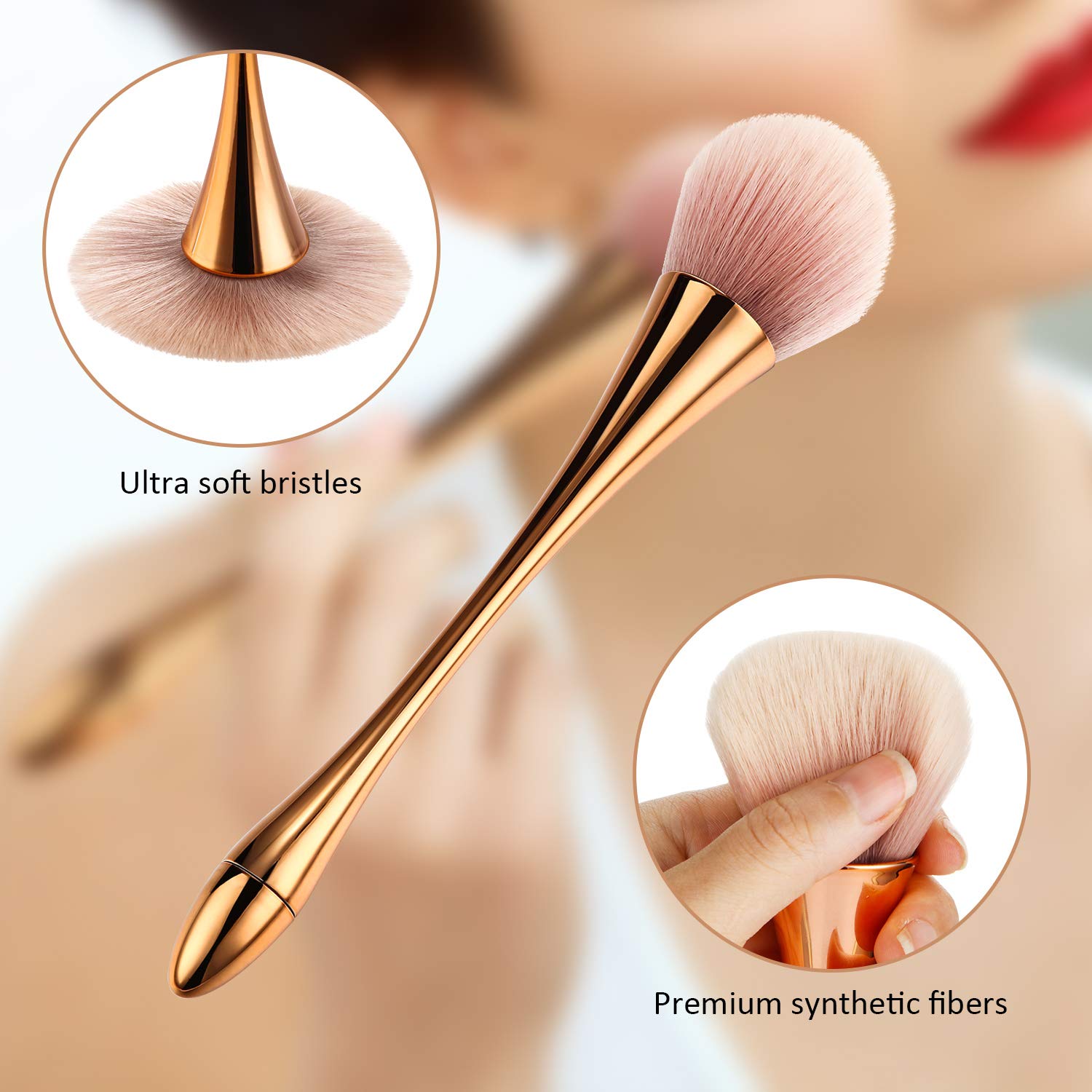 2 Pieces Large Mineral Powder Brush Nail Brushes Kabuki Makeup Brushes Soft Fluffy Foundation Brush Blush Brush for Large Coverage Loose Powder Bronzer Blush Blending Buffing: Beauty