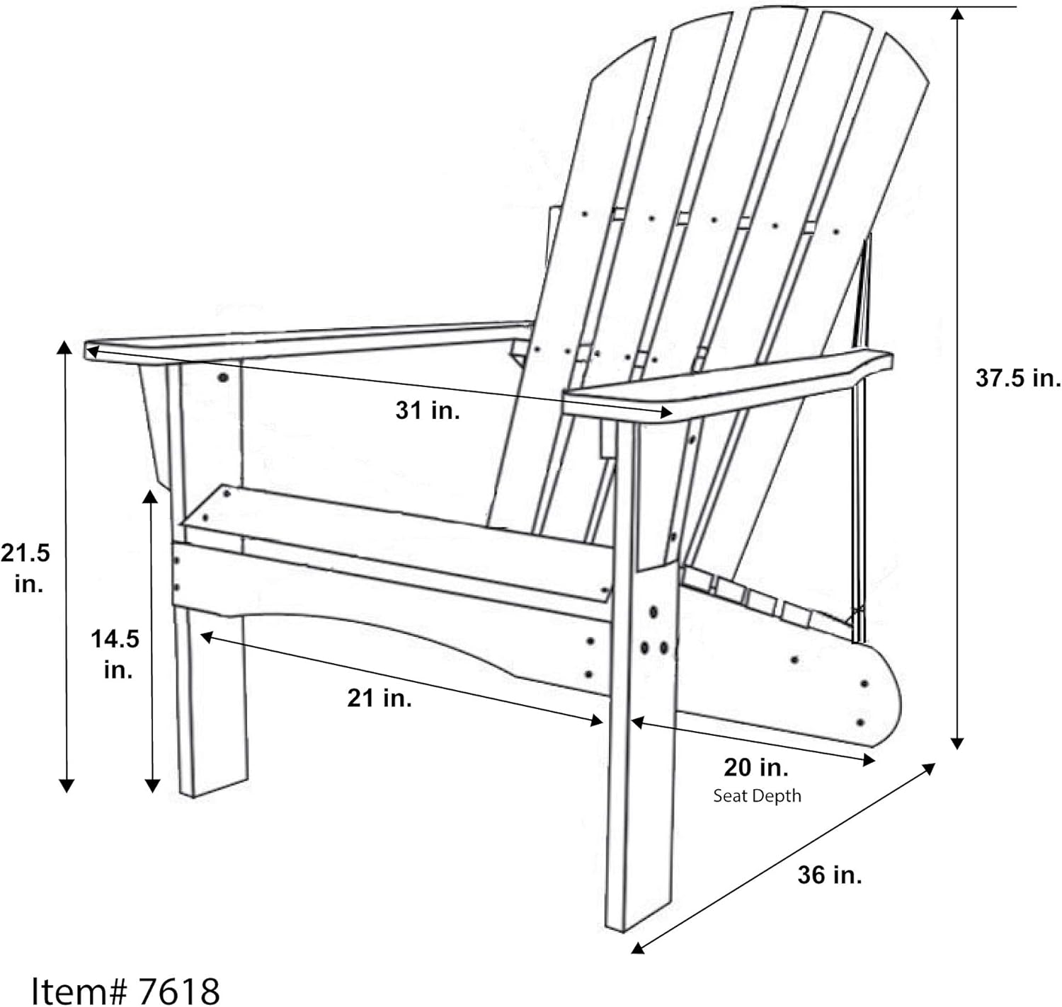 Shine Company 7618WT Royal Palm Adirondack Chair, White : Garden & Outdoor