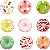 Ipotkitt 9pcs Random Doughnut Themed Lampwork Beads Glass Donut Beads Cartoon Dessert Spacer Beads for DIY Craft Bracelet Keychain Necklace Jewelry Making