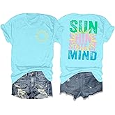 Salty Beach Oversized Shirt Women Hawaiian Beach Shirts Sunshine Graphic Tee Summer Vacation Tees Tops
