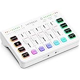 IXTECH Gaming Audio Mixer 4 Channel Soundboard, Streaming RGB PC Audio Interface with XLR Microphone Support, Audio Equalizer for Gaming Podcast Streaming Karaoke, Individual Volume Controls (White)