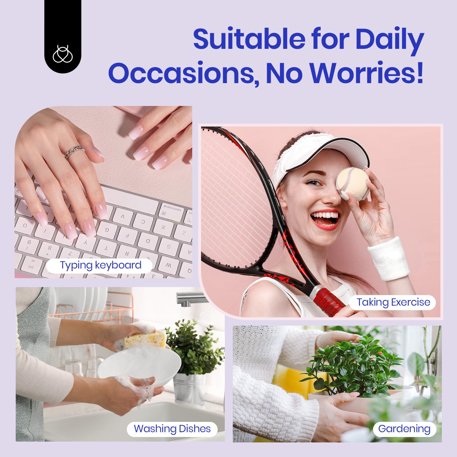 Beetles Press on Nails -15 Sizes Gradient Medium Coffin Press On Nails 60pcs Soft Gel Design Long Lasting Acrylic Fake Nails, No Need to File Fake Nail Tips DIY Nails Gift for Women - Image 6