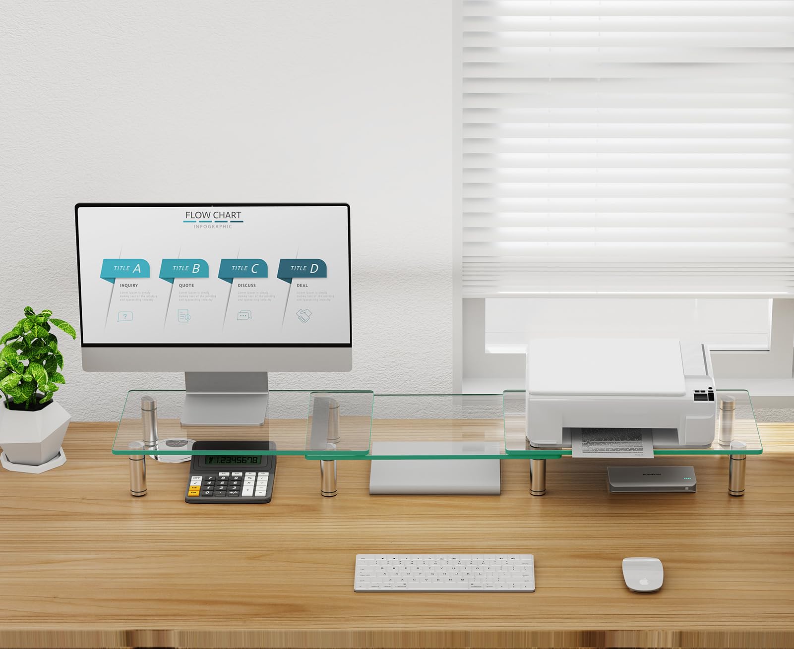 Glass Computer Monitor Roser Mua ErgoFocus Dual Monitor Stand Riser, Tempered Glass Computer Monitor ...