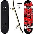 CAPARK Skateboards for Beginners Adults Youths Teens Kids Girls Boys 31 Inch Pro Complete Skate Boards 7 Layer Canadian Maple Double Kick Concave Longboards