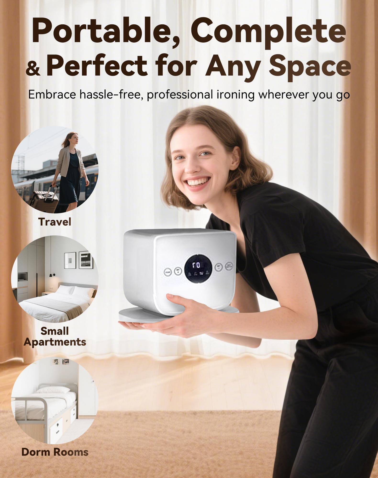 Automatic Steam Iron, Upgraded Touched Automatic Ironing Machine, 2026 New Hands-Free Automatic Ironing Machine 3.0, 8 Minutes Quick Ironed Dry, Time & Temperature Adjustable