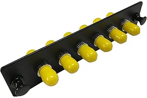 RiteAV LGX Footprint Fiber Optic Cable ST Adapter Patch Panel 6 Ports Loaded w/6 ST Simplex Singlemode (9/125) Adapters Black