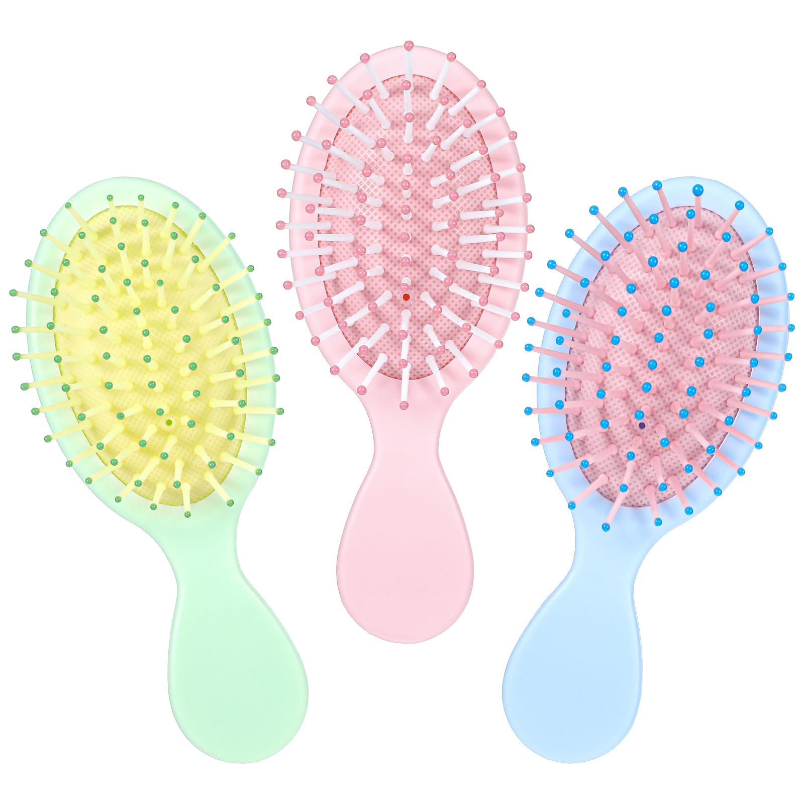 COMNICO Mini Wet Hair Brush, 3Pcs Small Size Travel Detangling Brush 3 Colors Wet Dry Tangle-Free Hair Brush Without Tears or Breakage for Men Women Straight Curly Thick Hair