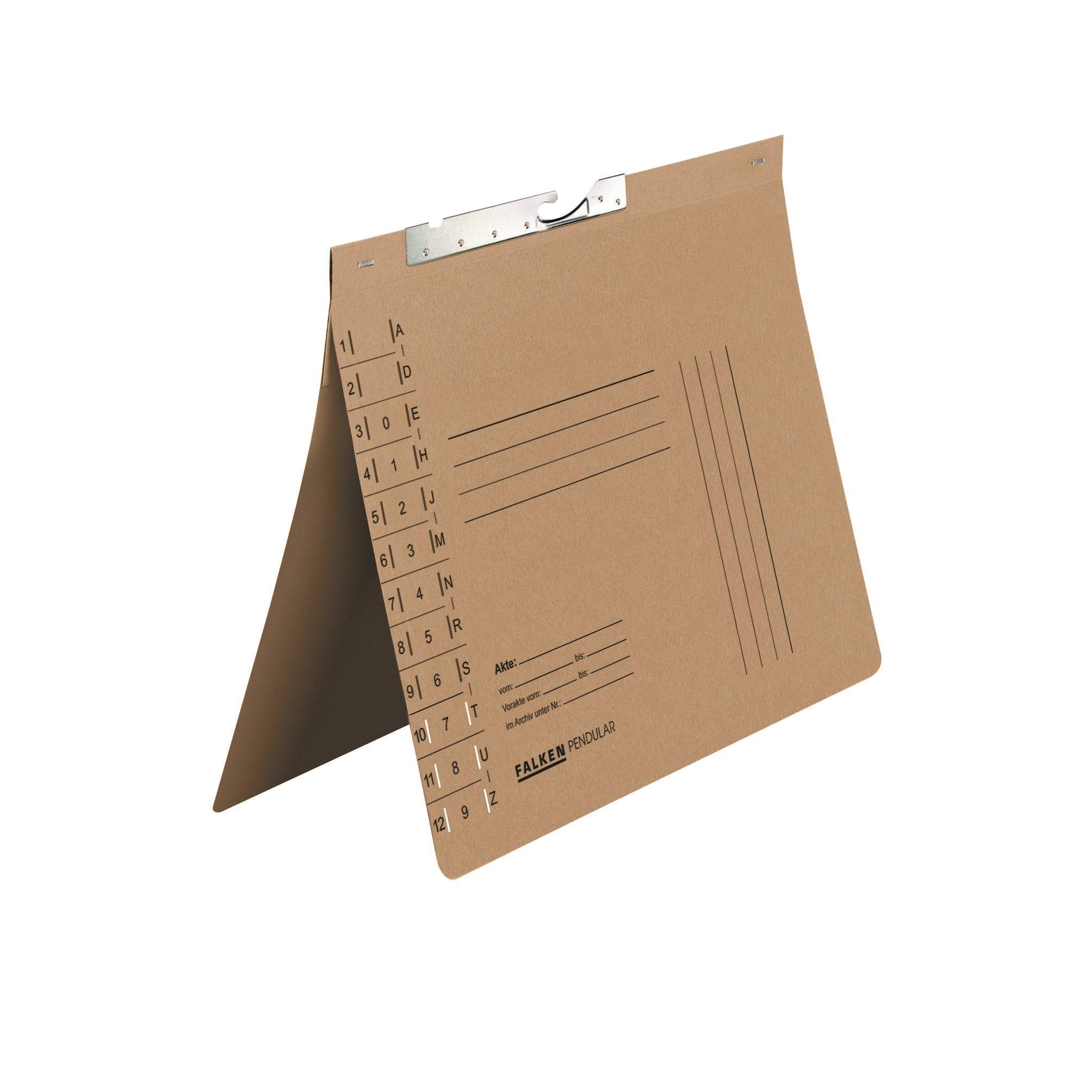 Exacompta - Ref 15033674000F - FALKEN - Pendular Pendel Bottom-Up Flat Files with Index Slots - A4 (210 x 297mm) in Size, 320gsm Recycled Manilla - Buff (Pack of 50)