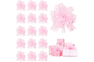 Amcami 20 Pieces Christmas Pull Bows for Gift Wrapping Big Pink Ribbon Bows for Christmas Tree Gift Baskets Wrap Wine Bottles Decoration Ribbon and Bows for Wedding Party Birthdays Decorating