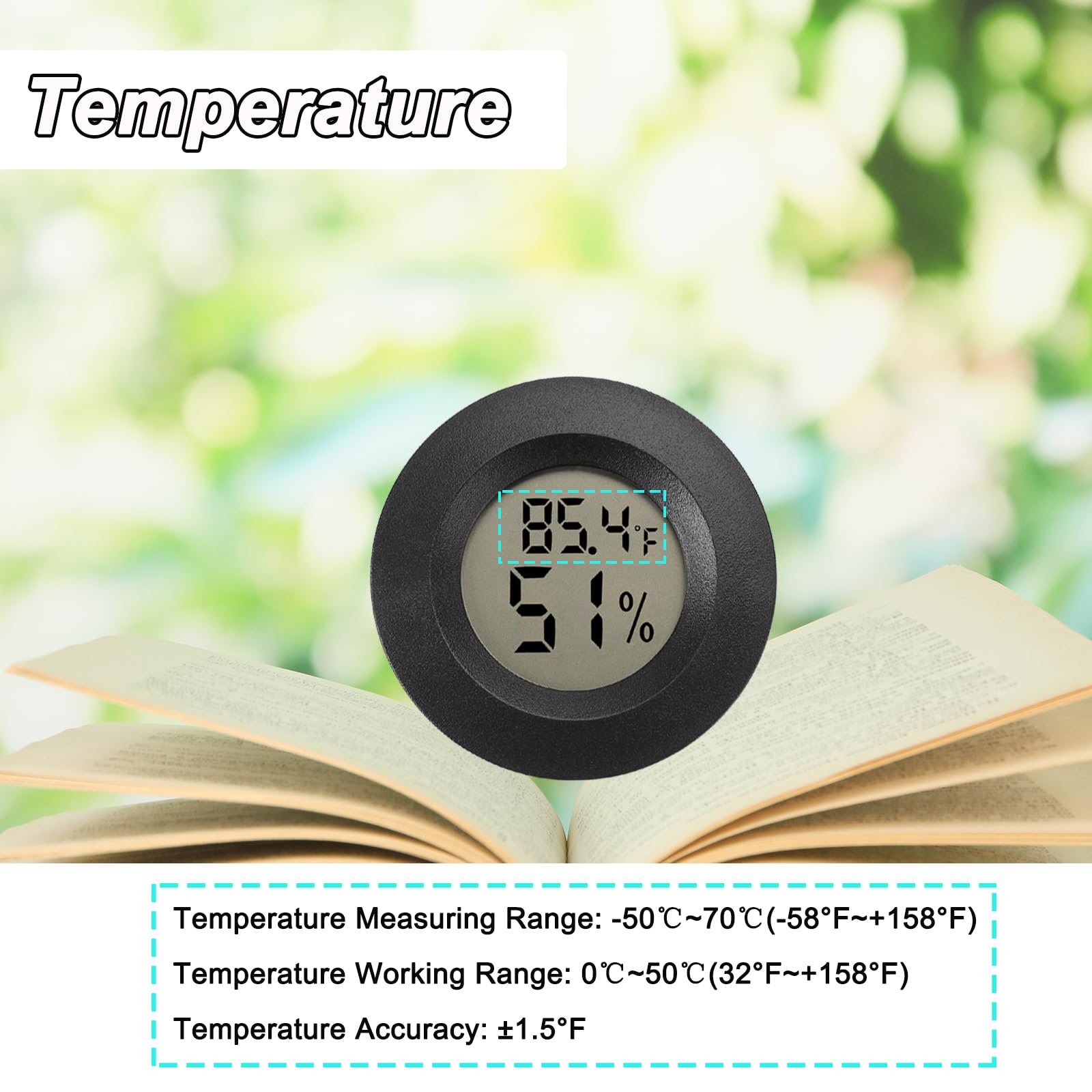 Mini Hygrometer Digital Thermometer Humidity Meter 2 Pack Hygrometer Thermometers Indoor/Outdoor Humidity Monitor Reptile Thermometer for Greenhouse Garden Cellar Fahrenheit(℉)/ Celsius(℃)