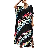 IMAGEKOPE Kaftan for Women Plus Size Bathing Suit Cover up Batwing Dress Loose fit Moroccan Caftan mumu Dresses for Women