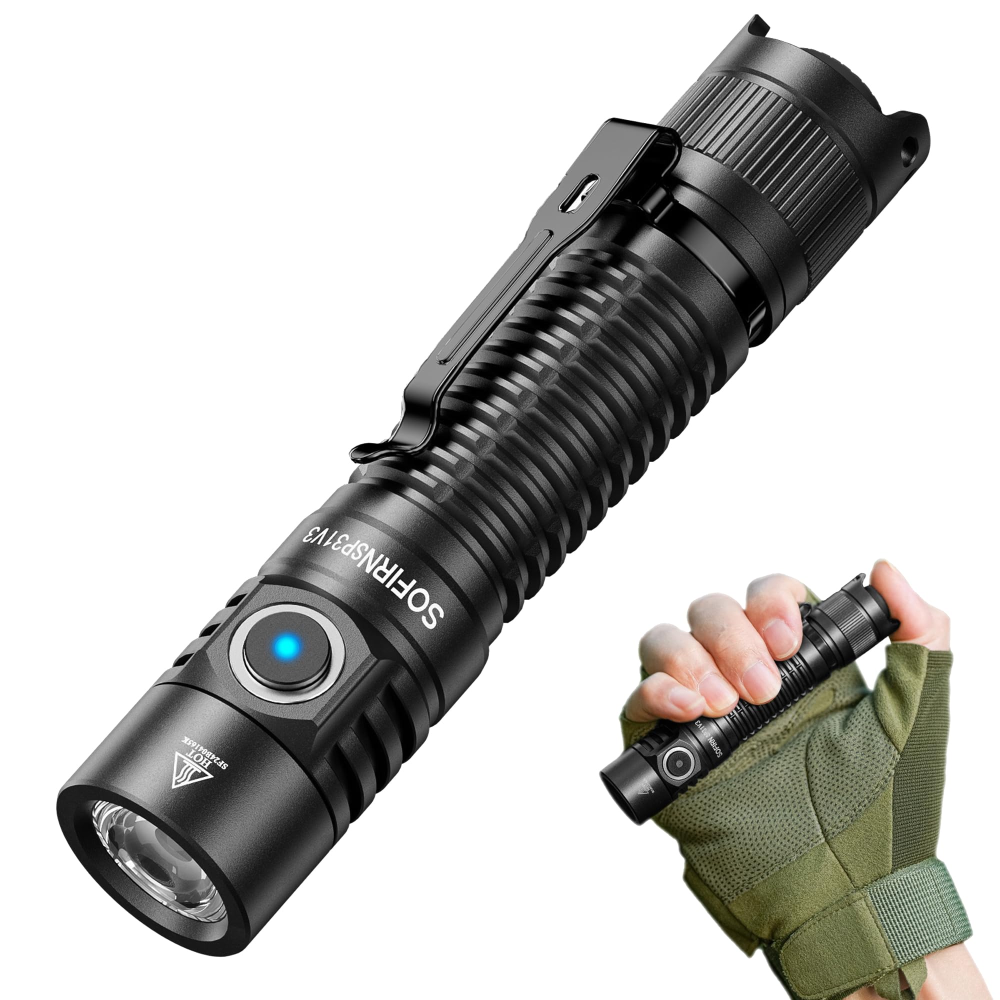 Sofirn SP31V3 Tactical Torch 2000 Lumens 269 Meters Rechargeable LED Torch with Dual Switch, Pocket Handheld Torches for Emergency Camping Outdoor Hiking — image 1