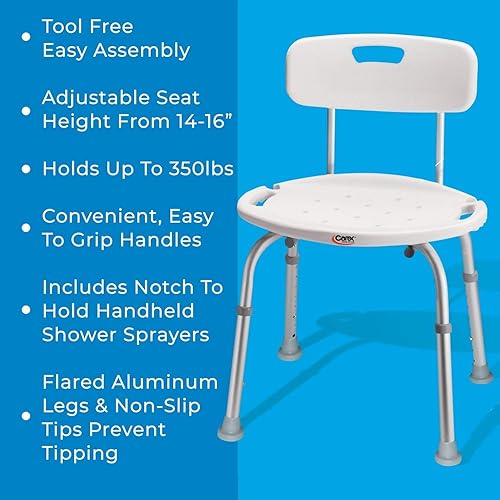 Carex Bath Chair and Shower Chair with Back Shower Seat for