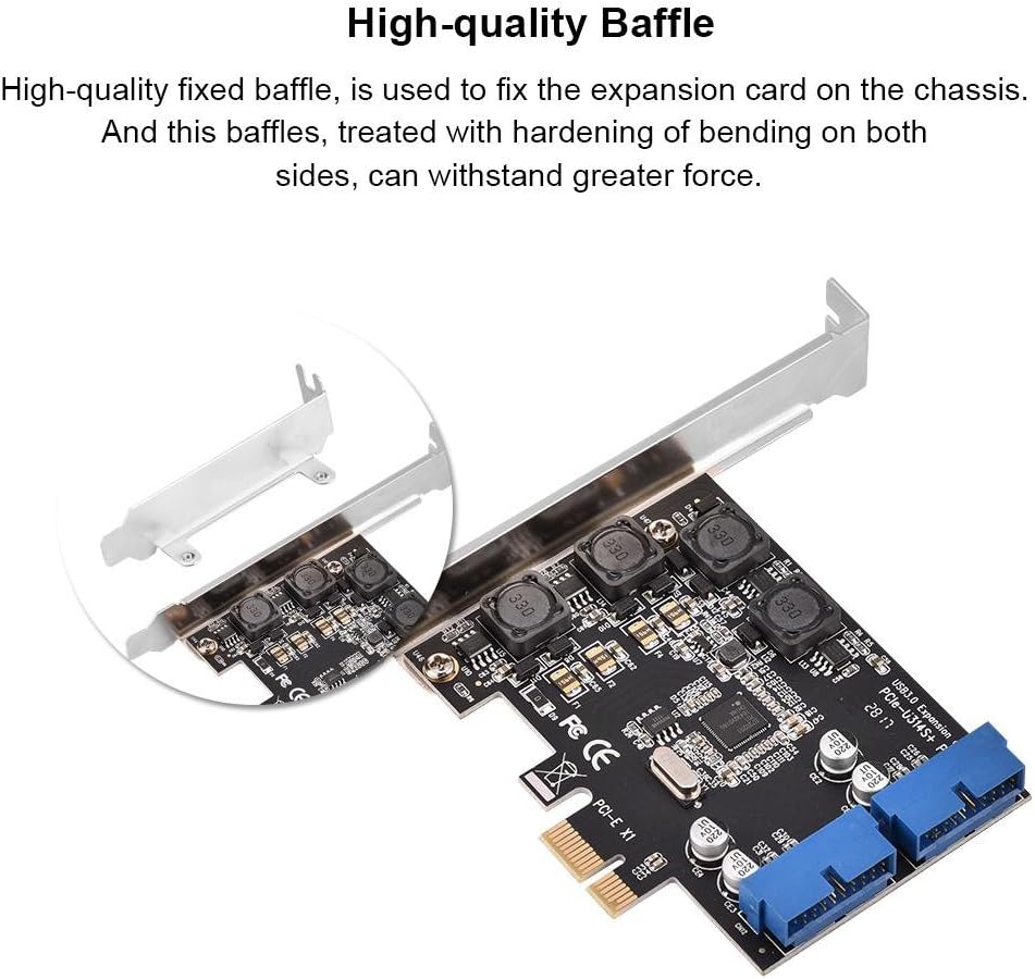 Kafuty PCI-E to 2 Port 19Pin USB3.0 Card Adapter with Low Profile, Master IC, 4 Independent Insurances - Image 3