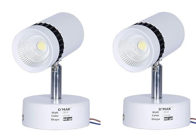 DMak LED Spot Track Light 6 Watt White(Focus/Spot Light) 02- Pack. White Body,Finest Quality, Bright Light.| spot Lights for Home | Wall Light |
