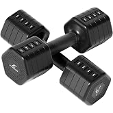 20lb Quick Adjustable Dumbbell Set - 5 in 1 Weights (2/4/6/8/10 LB) | Dual Safety Lock &amp; Ergonomic Non-Slip TPE Grip, Space Saving Hex Small Weights for Women at Home, 10lb Dumbbells Set of 2