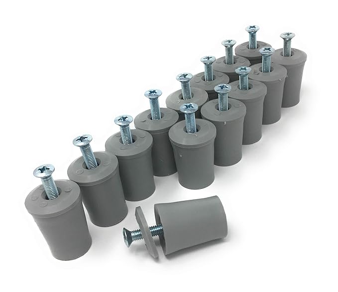 jkhandel Anschlagpuffer Stopper für Rollladen 30 mm grau mit Scheibe und Schraube - Set 14 Stück -