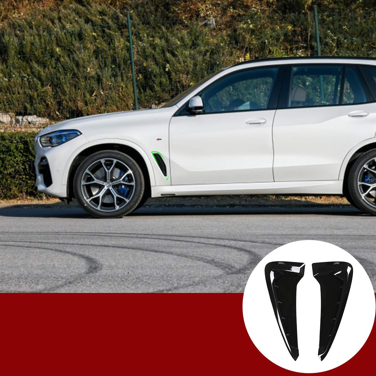 YIWANG Gloss Black Fender Side Vents Mesh Sticker Hole Grille Shark Gills Side Vents Decoration 3D Stickers 2pcs For X5 F15 X5M F85 2014 2015 2016 2017 2018 Auto External Accessories