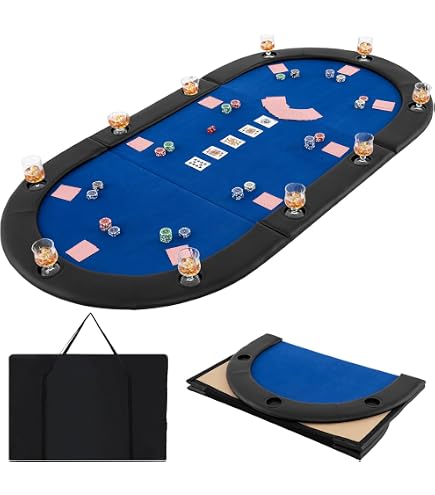 Tapis Poker Texas Hold’em – Antidérapant – 180 X 90 Cm – Feutre Vert – Jusqu’à 10 Joueurs – Pour Blackjack Et Cartes
