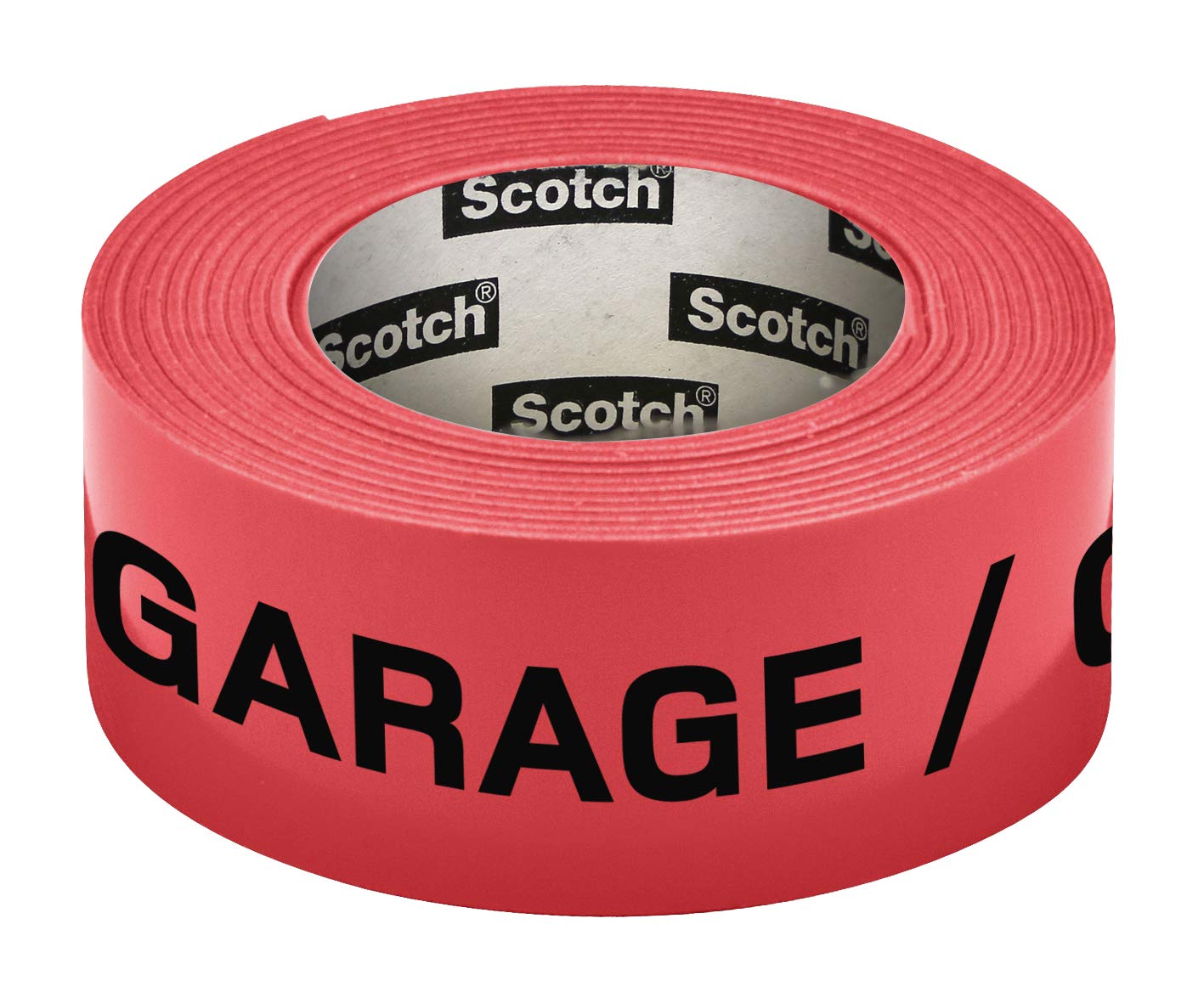 Scotch 300157G Neon Preprinted Garage Tape 30 mm x 50 m Red