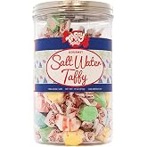 Taffy Town Saltwater Taffy, Assorted Flavors | Gourmet Nougat-Style Candy | Individually Wrapped Soft Chewy Treats | Party Snacks, Summer Desserts, Goody Bags | 18 oz Bulk Can