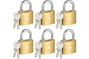 HOX 6-Pack Keyed Padlock, Waterproof and Rustproof, Solid Brass Lock with 1-1/4" Wide Body, Padlock with Keys for Storage Unit, Sheds, Garages and Fence