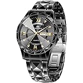 Credrio Watch for Men Stainless Steel Waterproof Diamond Business Dress Analog Quartz Luminous Date Two Tone Luxury Casual Wrist Watch