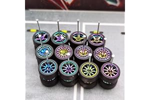 WAVEIST 1/64 Wheels and Tires,Chameleon Color for Upgrade Mainline Diecast Model Cars，Rael Rider Series,One Pack has 6 sets,Three styles and 2 sets Each style.(Chameleon wheels)