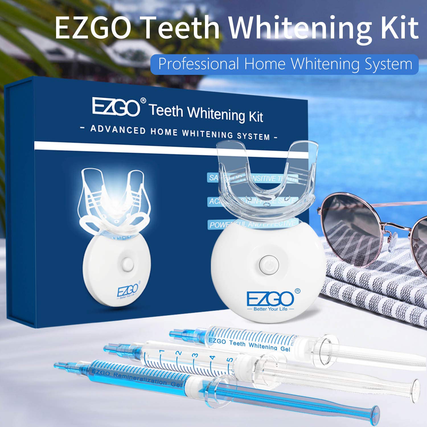 Teeth Whitening Kit with LED Light, 10min Fast-Result Teeth Whitening, Non-Sensitive Teeth Whitener and Teeth Whitening Gel Pen, Carbamide Peroxide Tooth Whitening Remove Stains from Coffee and Soda: Beauty