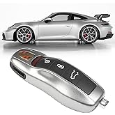 Jaronx Compatible with Porsche Key Fob Cover, Key Cover Compatible with Cayenne Panamera Macan Cayman 911 Compatible with Porsche Accessories (GT Silver)