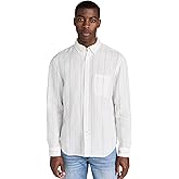 Club Monaco Men's Wide Stripe Linen Shirt