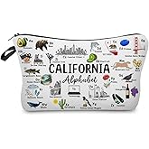 Livel lhood California Alphabet Makeup Bag Cute Small Organizer Zipper Pouch California Alphabet Cosmetic Bag Travel Present for Women Friends