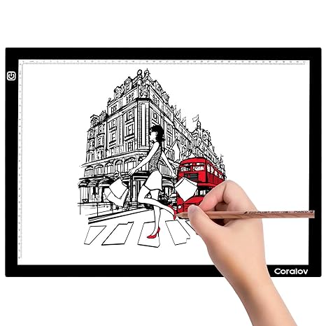 Coralov LED Leuchttisch mit USB Kabel, A3 einstellbare Helligkeit LED Tracing Lichtpad, Tracer Board für Malen, Kopieren Zeic