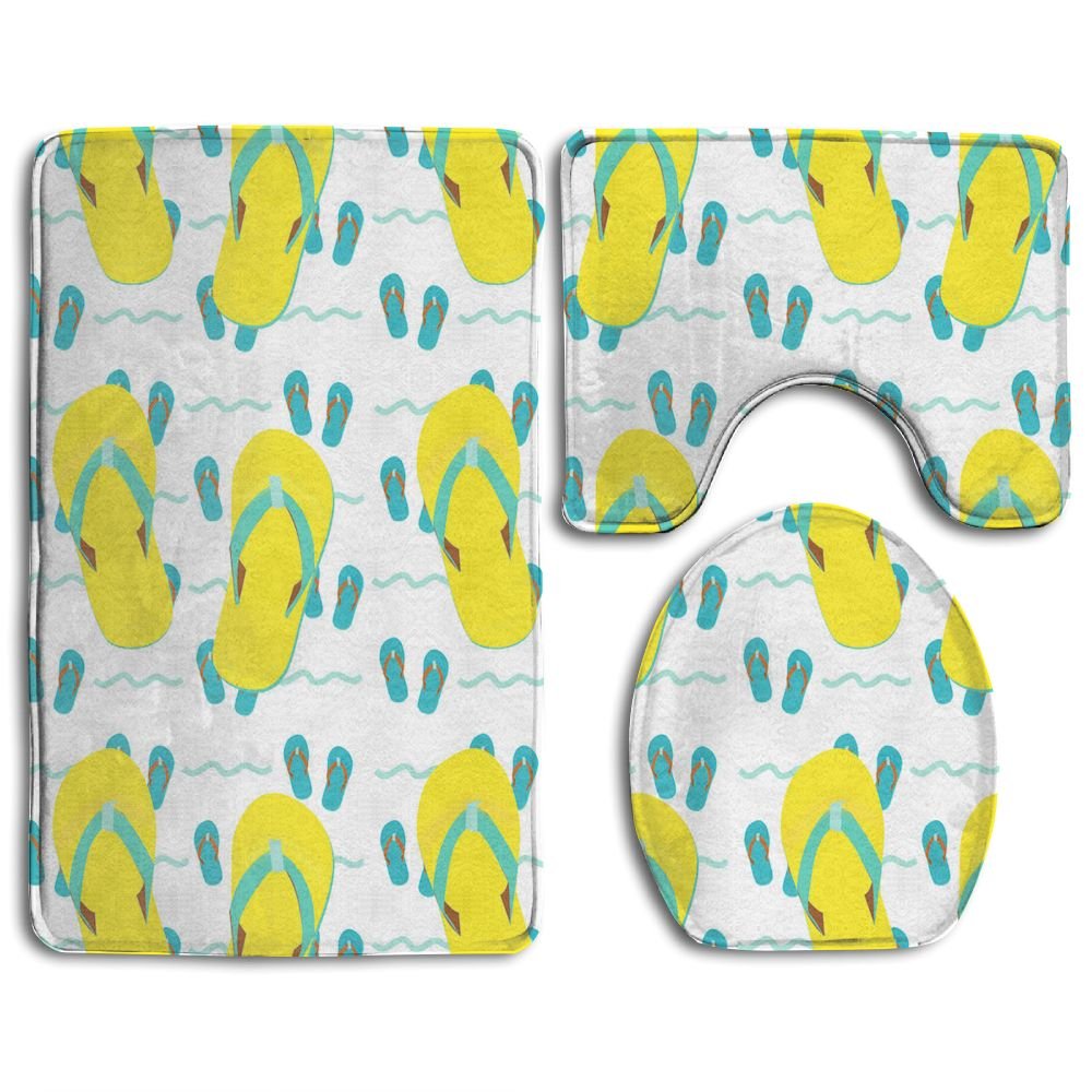 Amazon Com Kahmn Yellow Flip Flops 3 Piece Soft Bath Rug