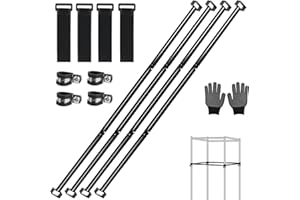 YIBOBO Heavy-Duty Grow Tent Mounting Bars, Durable Side Support Pole with Non-Slip Hook and Loop Straps for Indoor Grow Tents to Prevent Wall Suction (3 * 3’)
