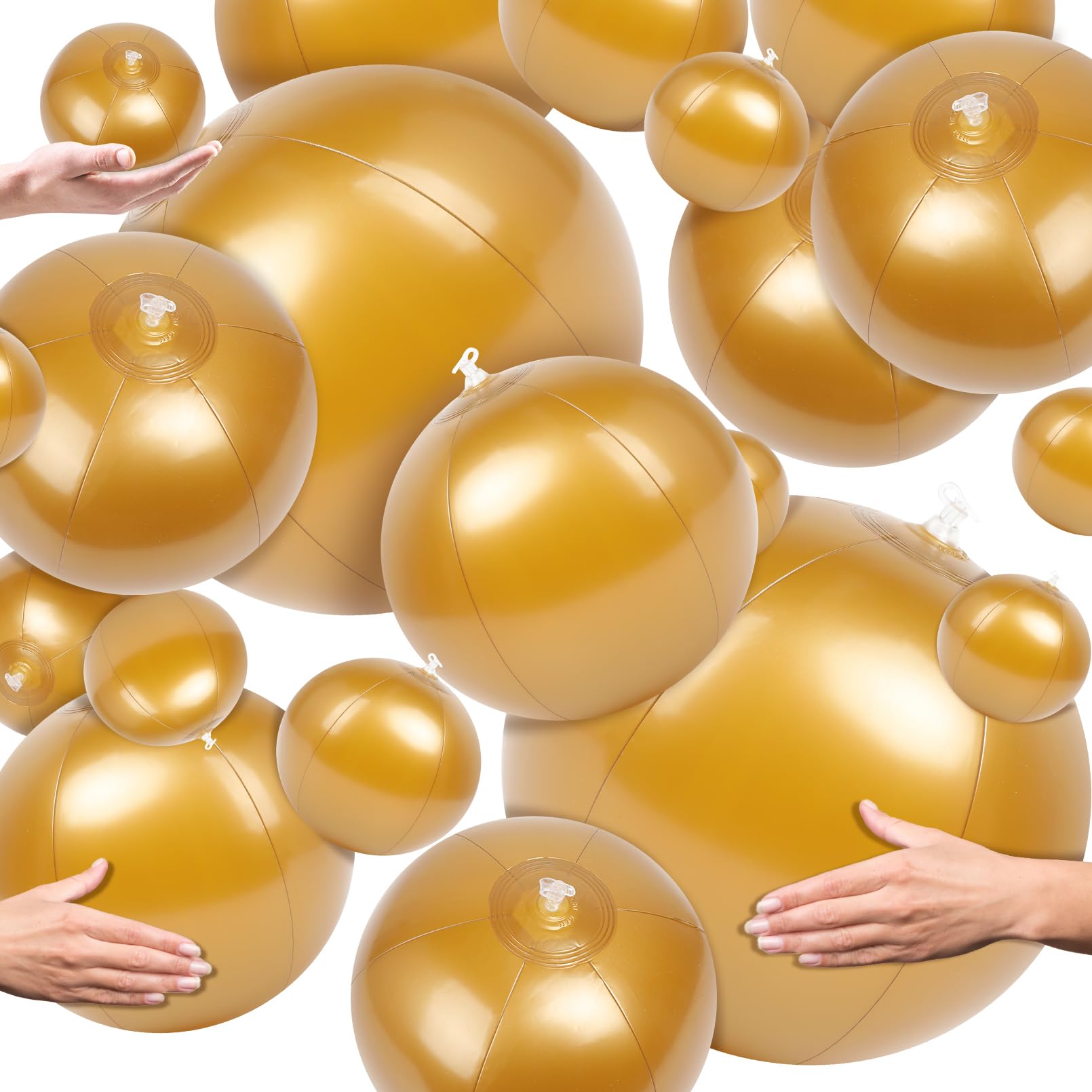 Photo 1 of YOGFIT 24 PCS Beach Ball, Golden Inflatable Beach Balls for Swimming Pool Party Toys Decorations, Summer Beach Party Favor(6PC *5 inch, 6PC*12 inch,6PC*16 inch,6PC*20 inch)
